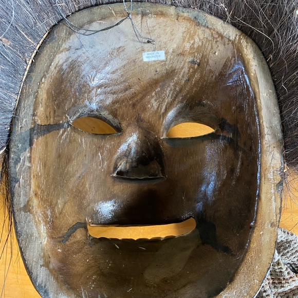 Vintage Handcrafted Black Wooden Mask from Indonesia - Picture 4 of 4